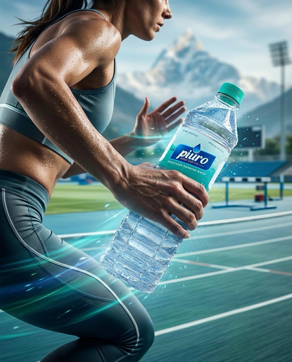 Runner carrying a PIURO bottle